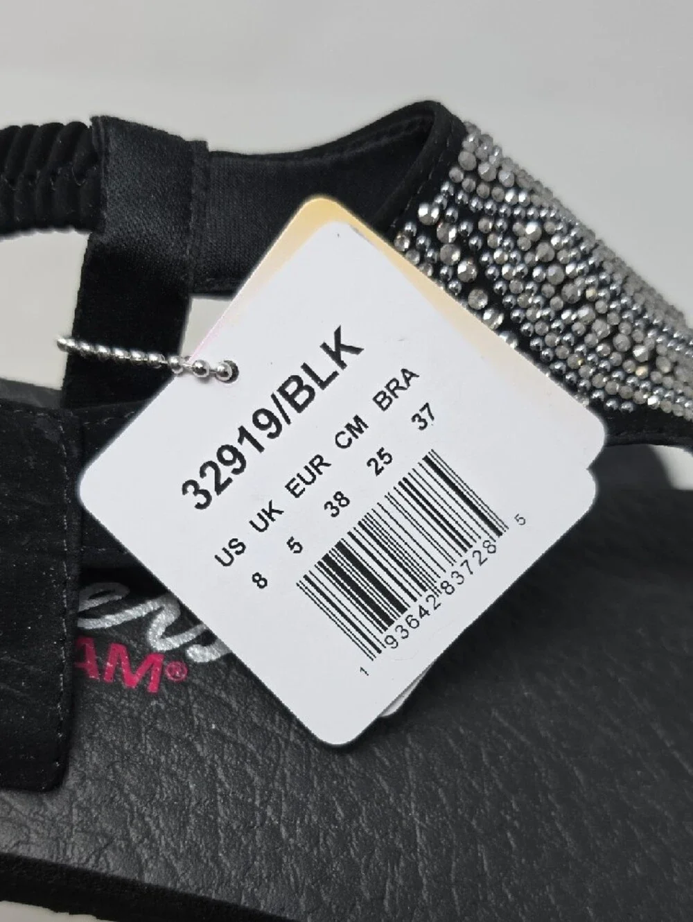 Skechers Black Rhinestone Slingback Thong Sandals Size 8